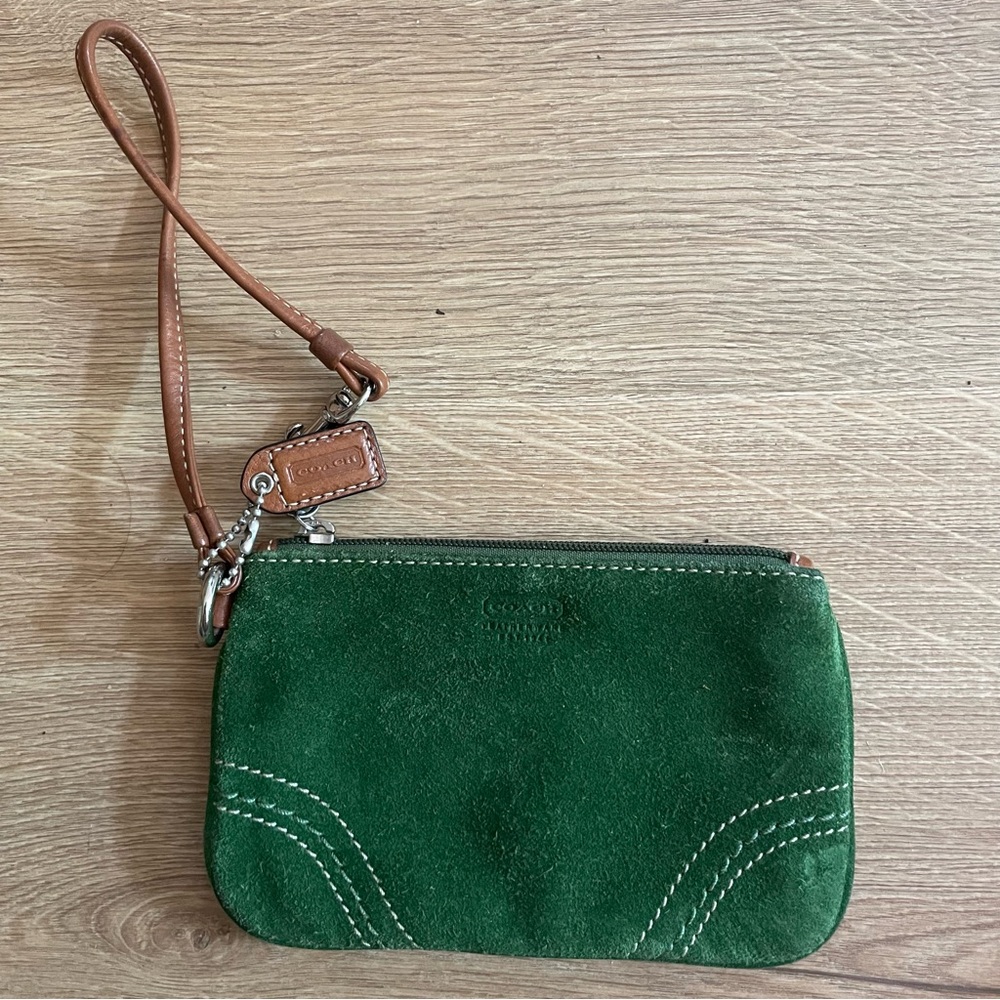 Coach Green Suede Wristlet